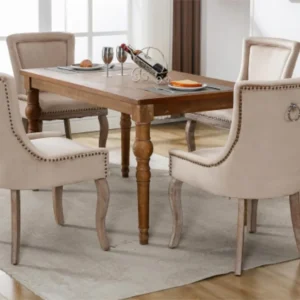 Set van 4 fluwelen stoelen - met massief houten poten - beige ModernLuxe