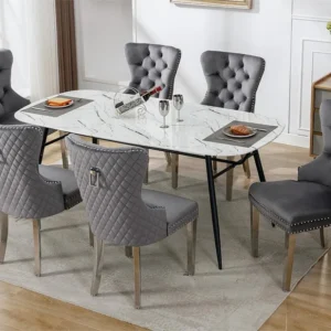 Set van 6 fluwelen stoelen met metalen poten - Grijs ModernLuxe