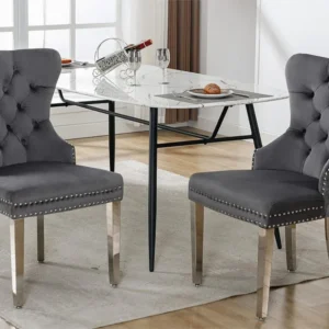 Set van 2 fluwelen stoelen met metalen poten - Grijs ModernLuxe
