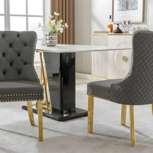 Set van 2 fluwelen stoelen met metalen poten - Grijs ModernLuxe