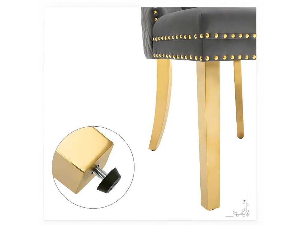 Set van 2 fluwelen stoelen met metalen poten - Grijs ModernLuxe