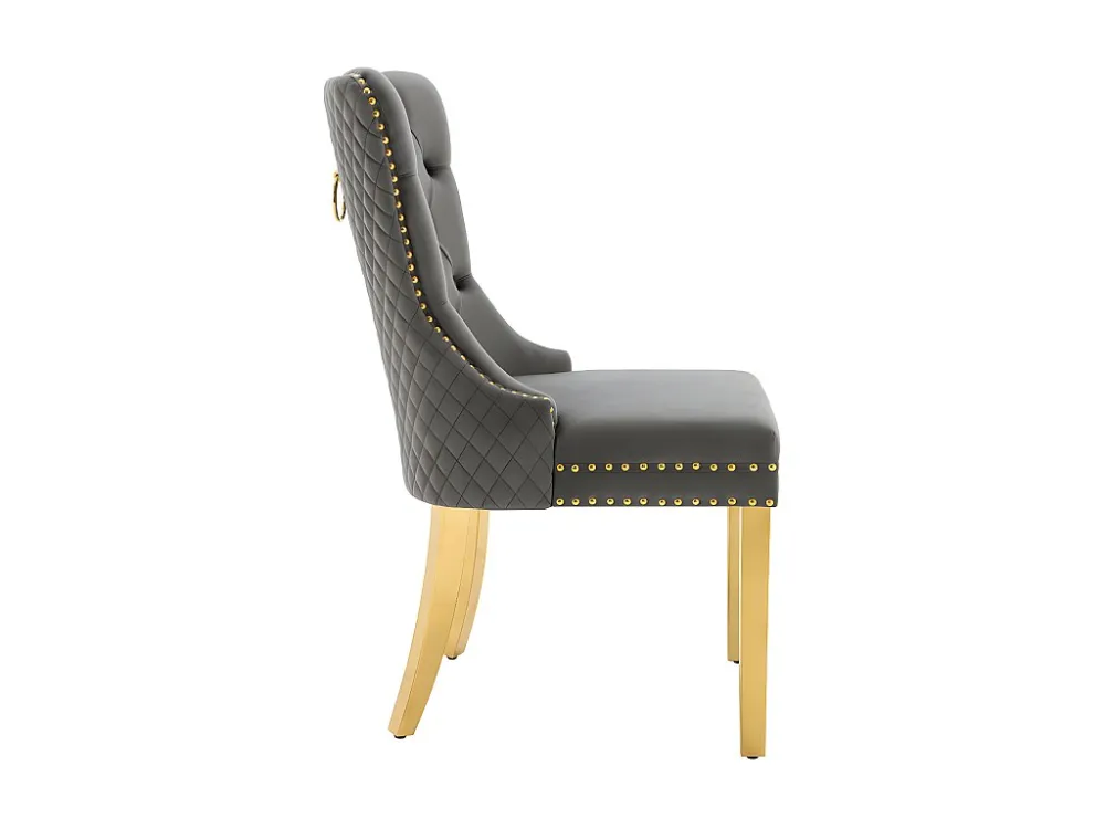 Set van 2 fluwelen stoelen met metalen poten - Grijs ModernLuxe