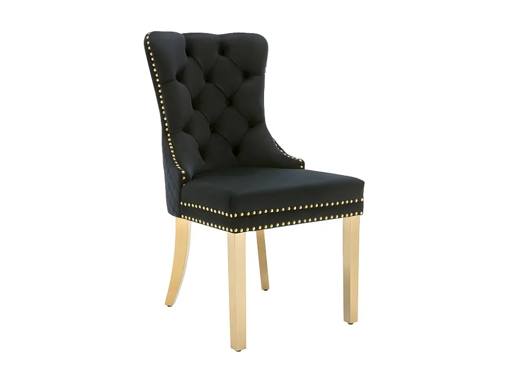 Set van 6 fluwelen stoelen met metalen poten - Zwart ModernLuxe