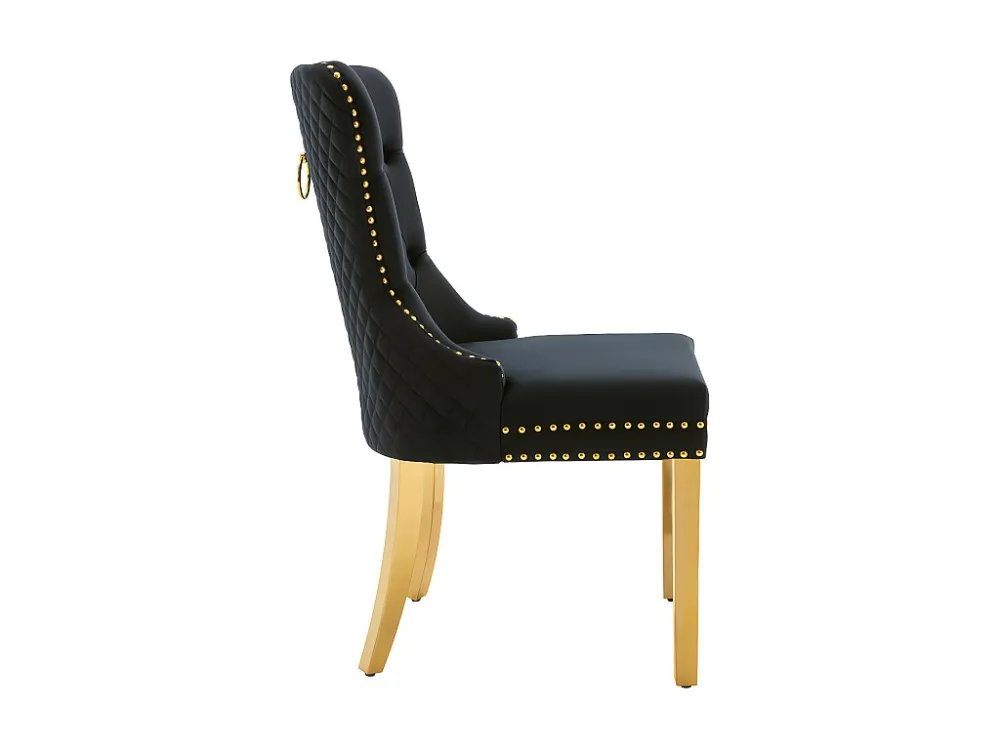 Set van 6 fluwelen stoelen met metalen poten - Zwart ModernLuxe