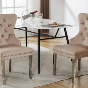 Set van 2 fluwelen stoelen met metalen poten - Beige ModernLuxe