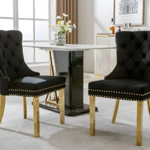 Set van 2 fluwelen stoelen met metalen poten - Zwart ModernLuxe
