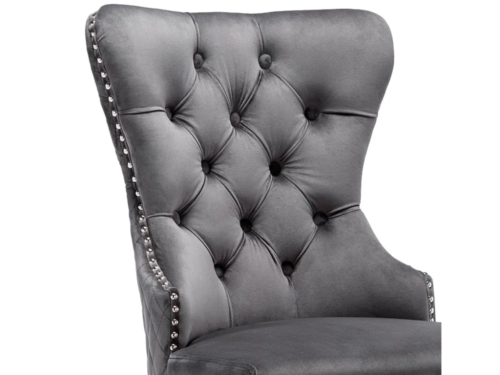 Set van 4 fluwelen stoelen met metalen poten - Grijs ModernLuxe