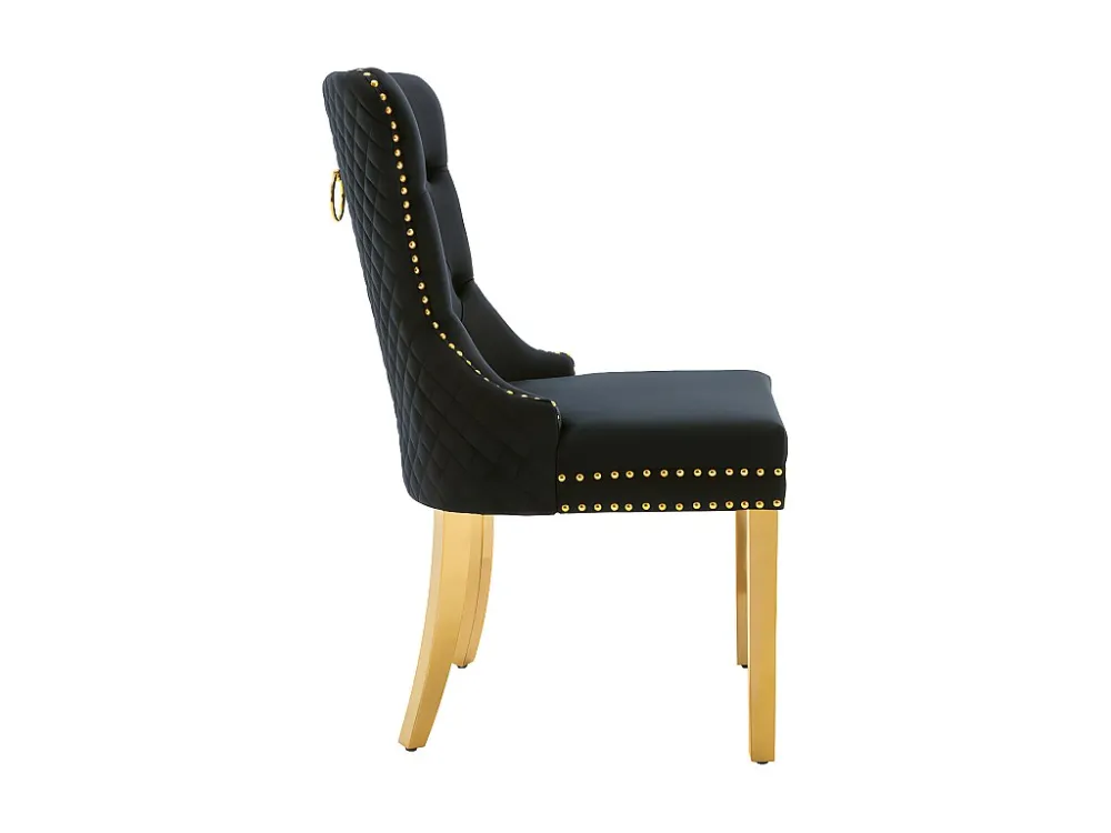 Set van 4 fluwelen stoelen met metalen poten - Zwart ModernLuxe