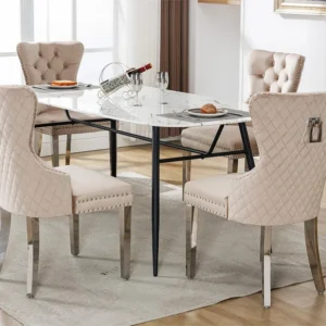 Set van 4 fluwelen stoelen met metalen poten - Beige ModernLuxe