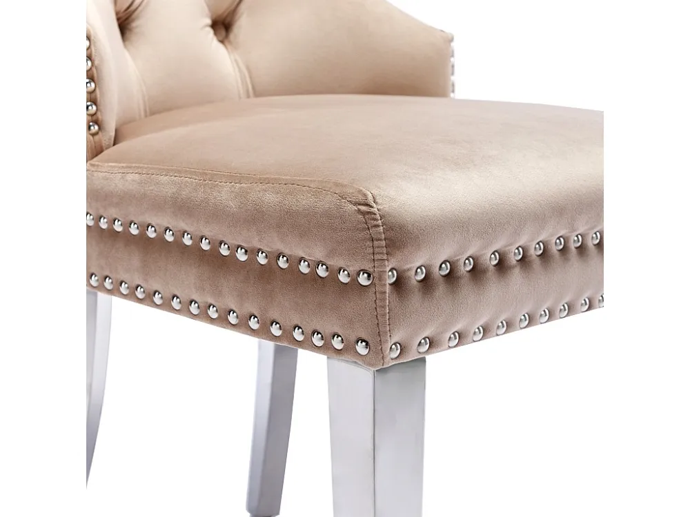 Set van 4 fluwelen stoelen met metalen poten - Beige ModernLuxe