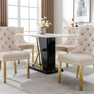 Set van 4 fluwelen stoelen met metalen poten - Beige ModernLuxe