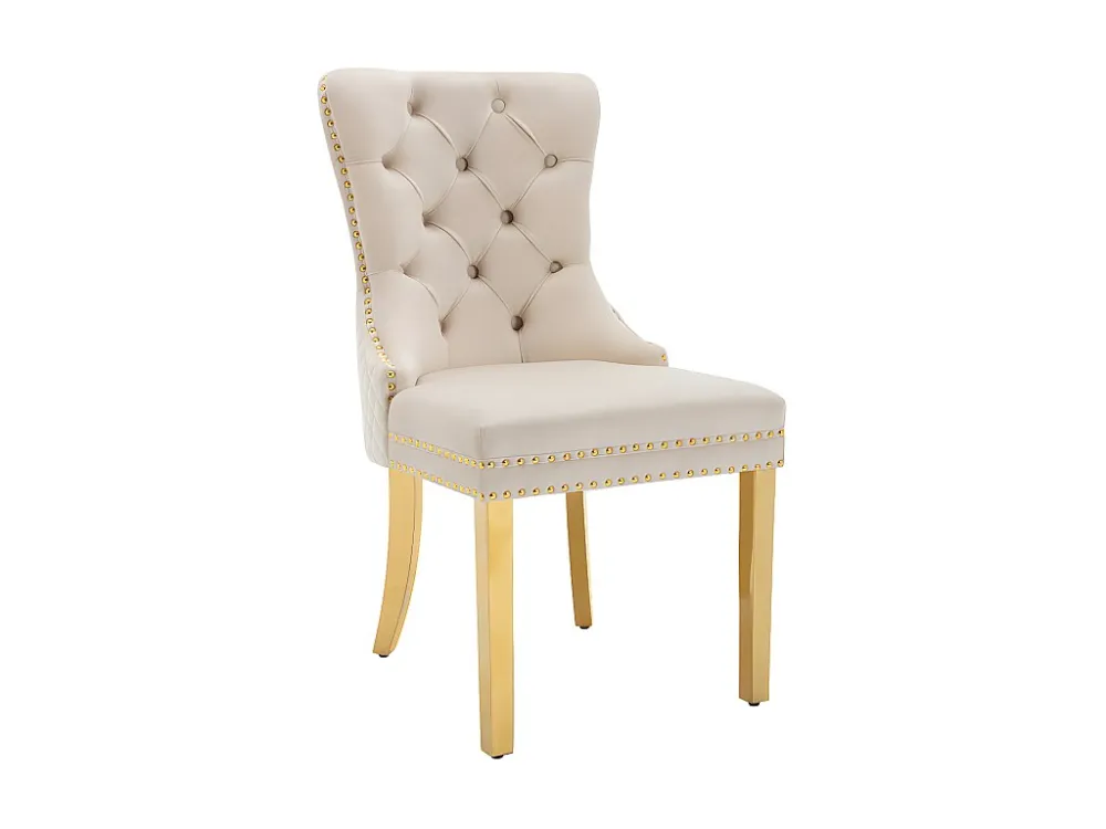 Set van 4 fluwelen stoelen met metalen poten - Beige ModernLuxe