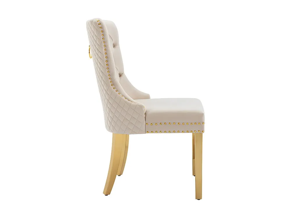 Set van 4 fluwelen stoelen met metalen poten - Beige ModernLuxe