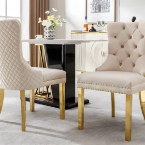 Set van 2 fluwelen stoelen met metalen poten - Beige ModernLuxe