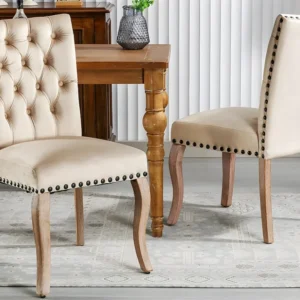 Set van 2 gewatteerde fluwelen stoelen - massief houten frame - beige ModernLuxe