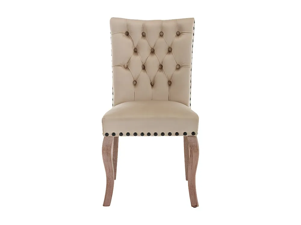 Set van 2 gewatteerde fluwelen stoelen - massief houten frame - beige ModernLuxe