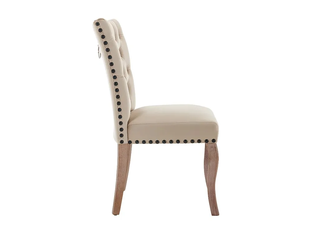 Set van 2 gewatteerde fluwelen stoelen - massief houten frame - beige ModernLuxe