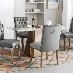 Set van 4 gewatteerde fluwelen stoelen - massief houten frame - grijs ModernLuxe