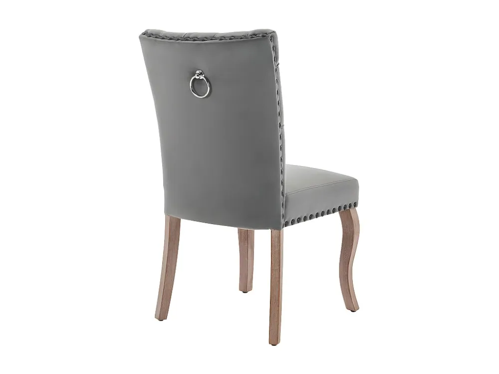 Set van 4 gewatteerde fluwelen stoelen - massief houten frame - grijs ModernLuxe