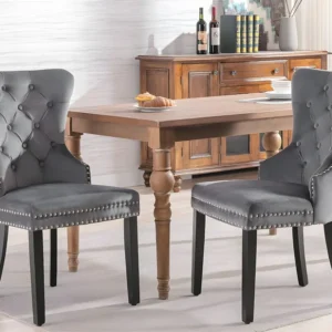 Set van 2 Scandinavische stoelen - fluwelen stof - met eiken poten - Grijs ModernLuxe