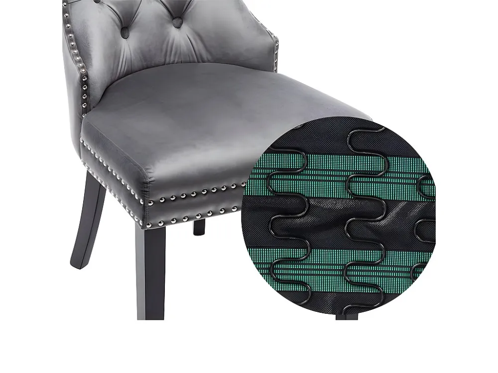 Set van 2 Scandinavische stoelen - fluwelen stof - met eiken poten - Grijs ModernLuxe