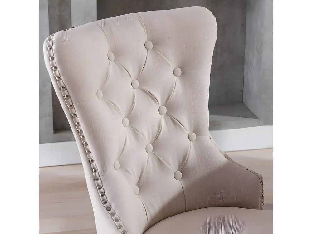Set van 4 Scandinavische stoelen - linnen stof - met eiken poten - Beige ModernLuxe