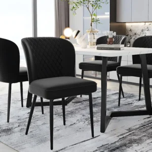 Set van 4 stoelen bekleed met fluweel - metalen structuur - Zwart ModernLuxe