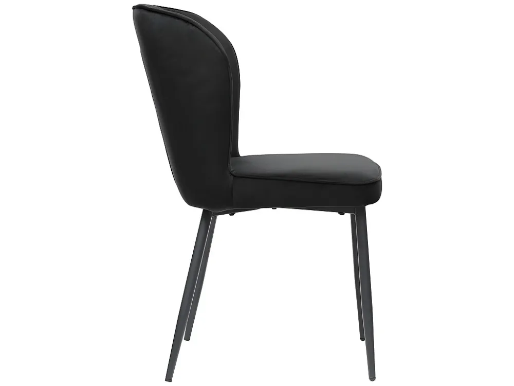 Set van 4 stoelen bekleed met fluweel - metalen structuur - Zwart ModernLuxe