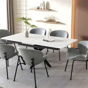 Set van 6 stoelen bekleed met fluweel - met 4 zwart metalen poten - Grijs ModernLuxe