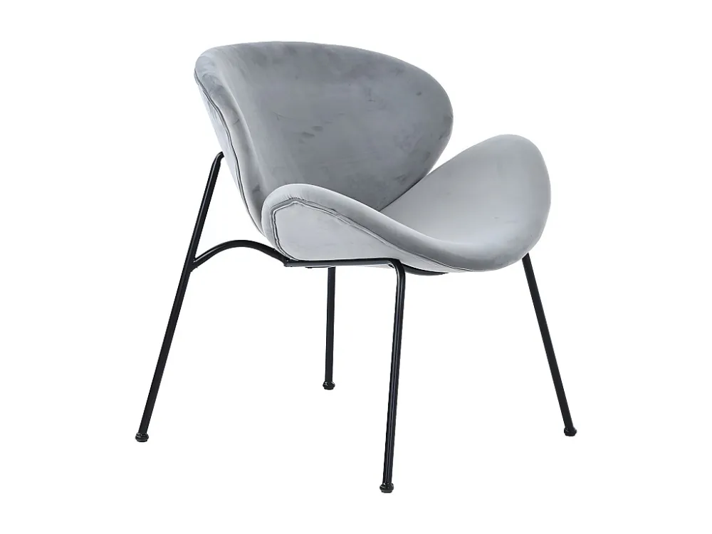 Set van 6 stoelen bekleed met fluweel - met 4 zwart metalen poten - Grijs ModernLuxe