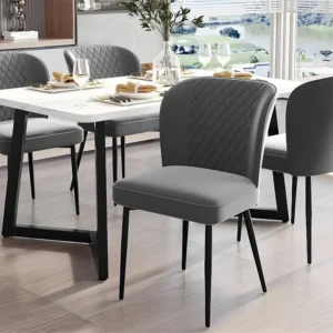 Set van 4 stoelen bekleed met fluweel - metalen structuur - Grijs ModernLuxe
