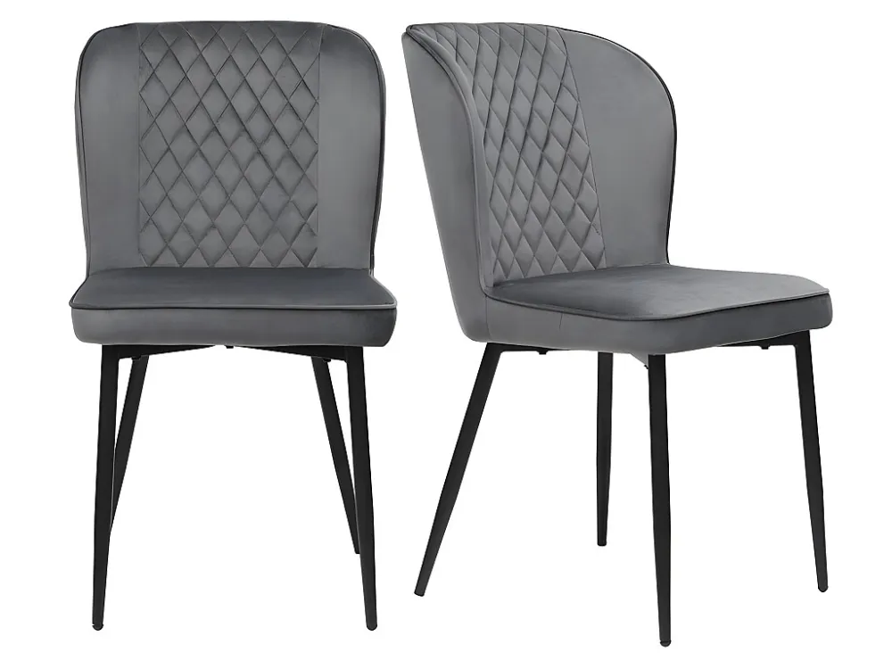 Set van 4 stoelen bekleed met fluweel - metalen structuur - Grijs ModernLuxe