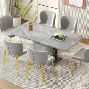 Set van 6 stoelen bekleed met fluweel - met gouden metalen poten - eigentijdse stijl - Grijs ModernLuxe