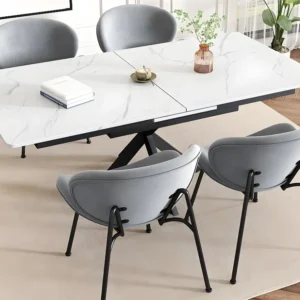 Set van 4 stoelen bekleed met fluweel - met 4 zwart metalen poten - Grijs ModernLuxe
