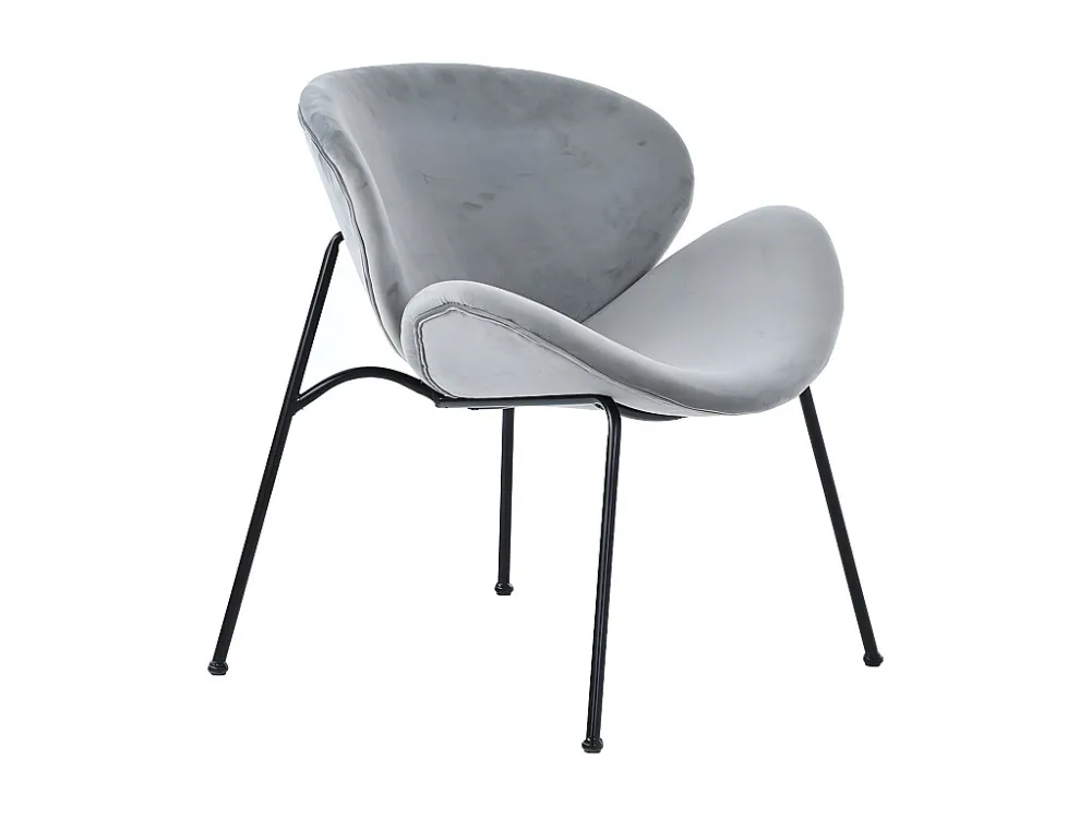Set van 4 stoelen bekleed met fluweel - met 4 zwart metalen poten - Grijs ModernLuxe