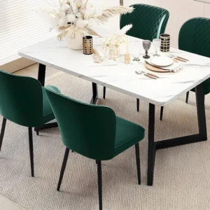 Set van 4 stoelen bekleed met fluweel - metalen structuur - Groen ModernLuxe