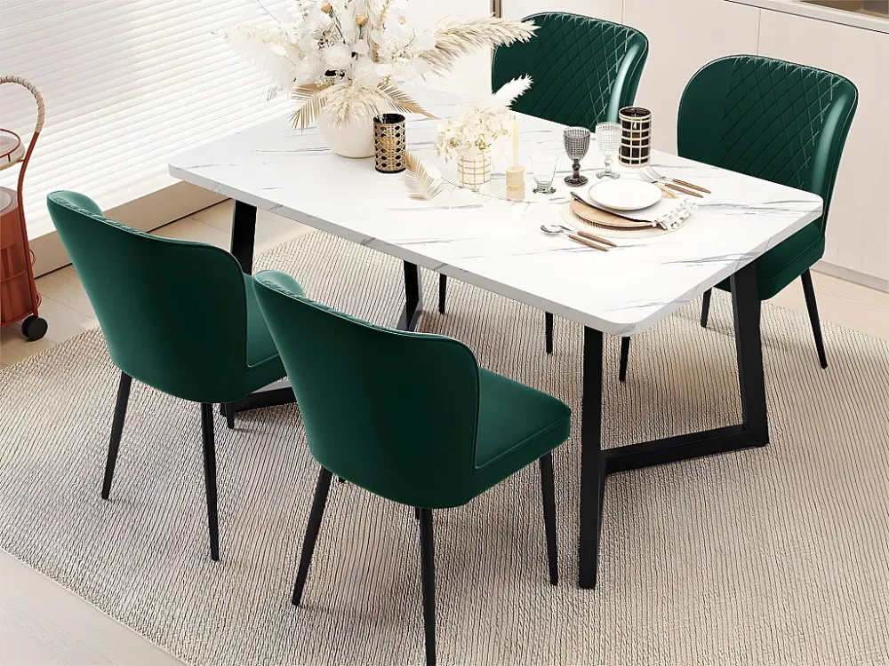 Set van 4 stoelen bekleed met fluweel - metalen structuur - Groen ModernLuxe
