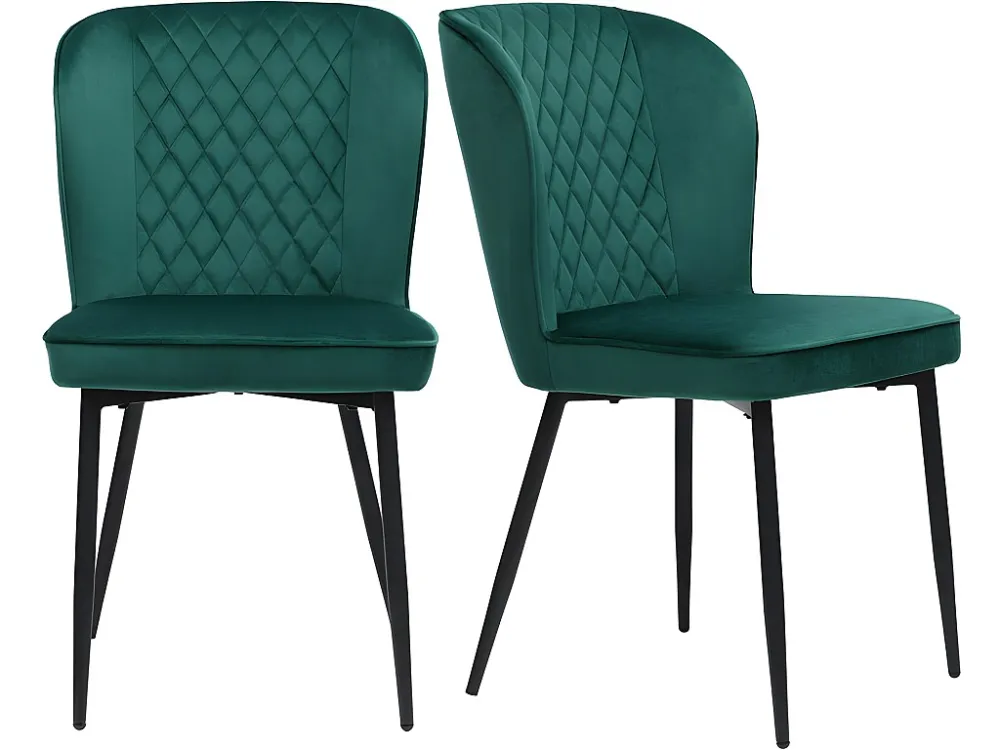 Set van 4 stoelen bekleed met fluweel - metalen structuur - Groen ModernLuxe
