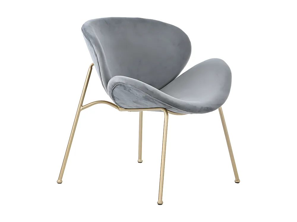 Set van 4 stoelen bekleed met fluweel - met 4 goud metalen poten - Grijs ModernLuxe