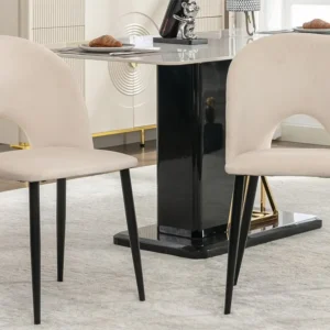 Set van 2 stoelen bekleed met fluweel en metaal - bedekt met ruitpatroon - verstelbare poten - Beige ModernLuxe