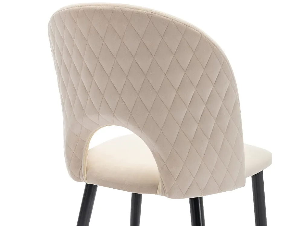 Set van 2 stoelen bekleed met fluweel en metaal - bedekt met ruitpatroon - verstelbare poten - Beige ModernLuxe
