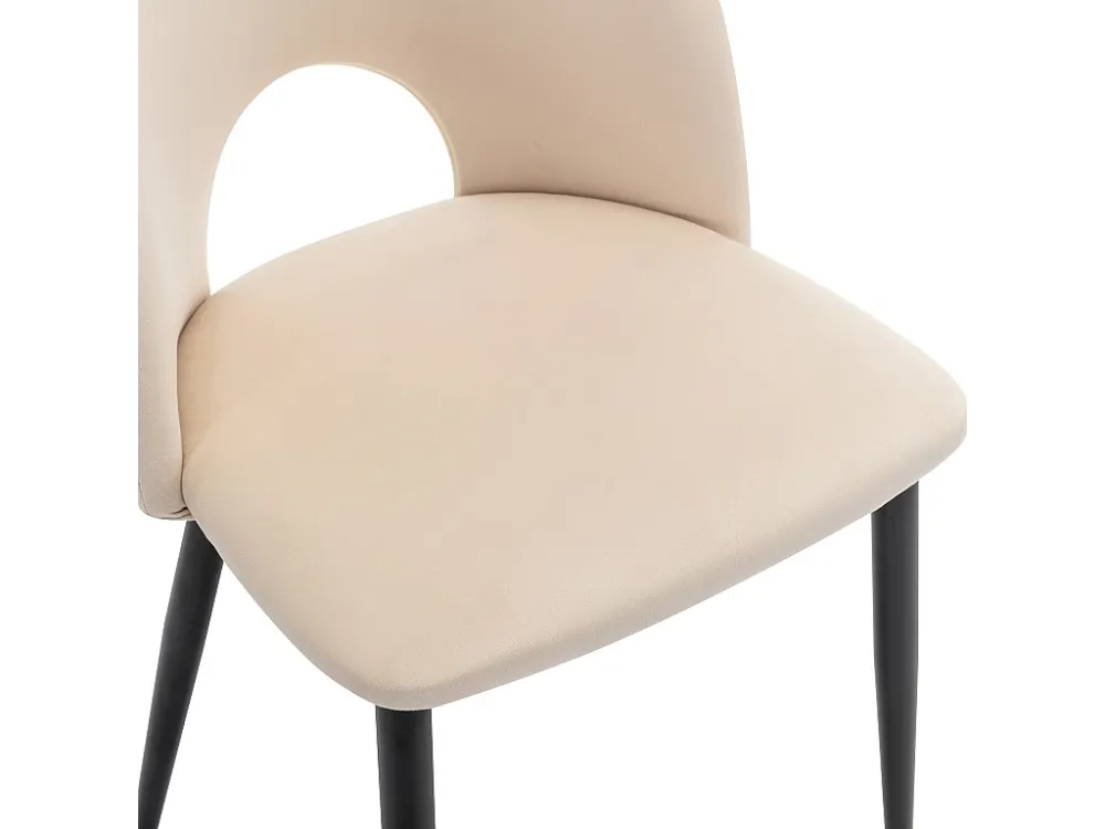 Set van 2 stoelen bekleed met fluweel en metaal - bedekt met ruitpatroon - verstelbare poten - Beige ModernLuxe