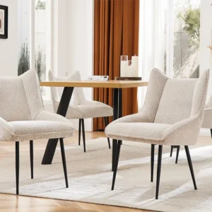 Set van 4 stoelen met dik zitkussen - nette pluche stof - Beige ModernLuxe