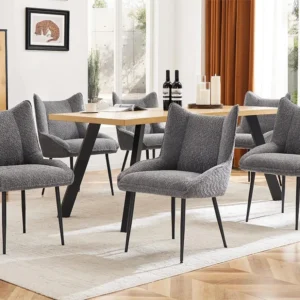 Set van 6 stoelen met dik zitkussen - nette pluche stof - Grijs ModernLuxe