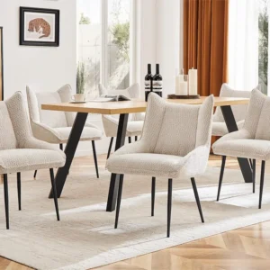 Set van 6 stoelen met dik zitkussen - nette pluche stof - Beige ModernLuxe