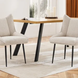 Set van 2 stoelen met dik zitkussen - nette pluche stof - Beige ModernLuxe