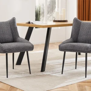 Set van 2 stoelen met dik zitkussen - nette pluche stof - Grijs ModernLuxe