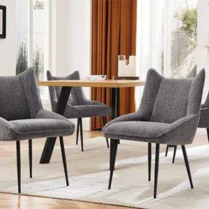 Set van 4 stoelen met dik zitkussen - nette pluche stof - Grijs ModernLuxe