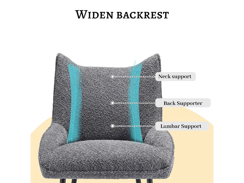 Set van 4 stoelen met dik zitkussen - nette pluche stof - Grijs ModernLuxe