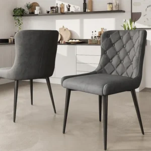 Set van 2 Velvet stoelen met zwarte ijzeren poten - Grijs ModernLuxe